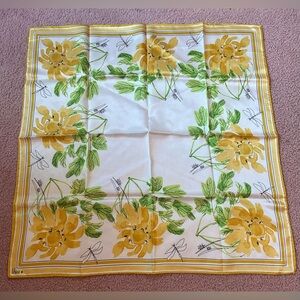 Vintage Vera Neumann Scarf Japan Midcentury Floral 100% Acetate Yellow Musty